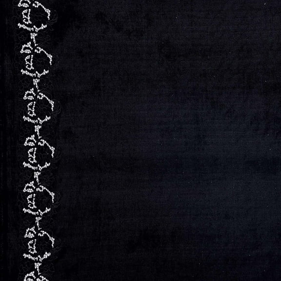 Zelouf Fx Single Borader Velvet Eyelet Embroidery , Sewing, DIY, Crafts Fabric by the Yard, Black, 3 Yard