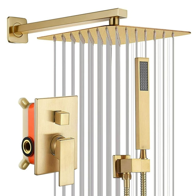 Grifos regaderas para baño Set - juego de regaderas para baño, Juego Ducha Lluvia Oro Con Boquilla de Cascada y Grifo Ducha Incluido