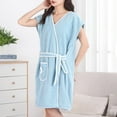 thumbnail image 5 of VERUGU Robes for Women Cotton Soft Long Bathrobe with Poket Cap Sleeve Quick-Drying Pajamas Cozy Solid Loungewear, 5 of 5