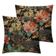thumbnail image 2 of Acheng Pillowcase Chinoiserie Coral Peony Floral Pillows Asian Chic Dragonfly Throw Pillow Cover Rustic Decorative Cushion Cases Home Decor for Bed Living Room Couch Sofa Car,Set of 2 White, 2 of 6