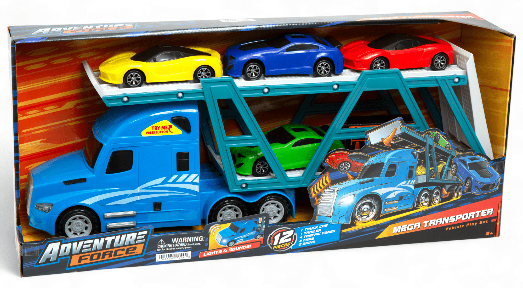 Adventure Force Big Rig Transporter Toy Truck Play Set – 12-Piece