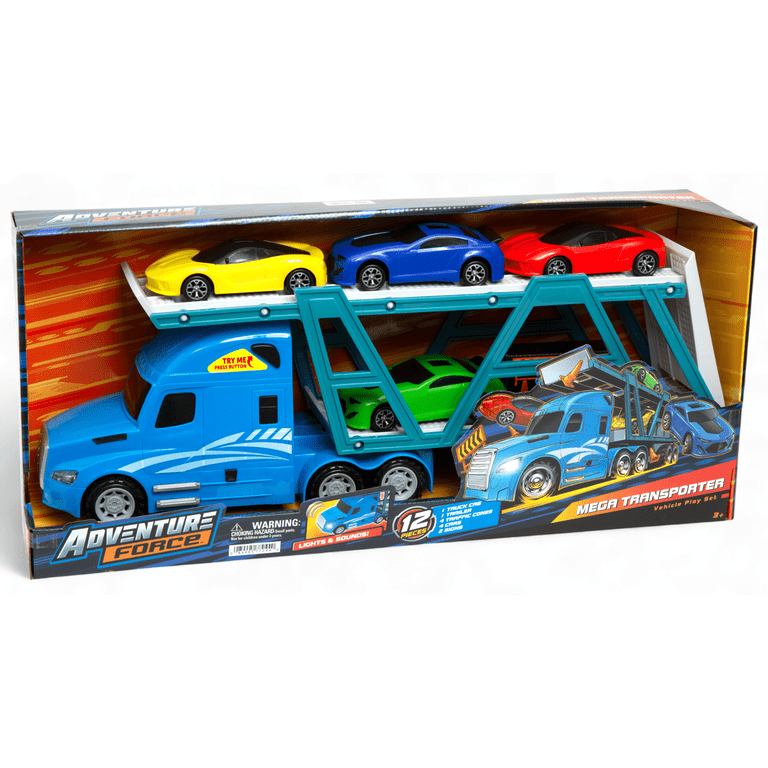 Adventure Force Big Rig Transporter Toy Truck Play Set – 12-Piece