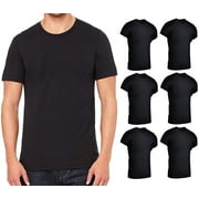SOCKSNBULK 6 Pack Mens Cotton Short Sleeve Lightweight T-Shirts, Bulk Crew Tees for Guys, Black Colors Bulk Pack (4X-Large)