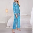 thumbnail image 3 of Hirioo Hanging Orchids Floral Blue for Women's Pajama Sets 2 Piece Pjs Women's Long-Sleeved Pajama Set Button Down Sleepwear,S-XXL-Large, 3 of 7