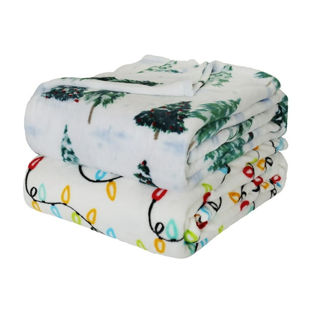 Mainstays Deluxe Plush Bed Holiday Blanket, Christmas Tree, Full/Queen