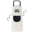 thumbnail image 1 of I Want A New Car Apron Adjustable Bib Cotton Linen BBQ Kitchen Pocket Pinafore, 1 of 3