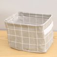thumbnail image 1 of Caja de almacenamiento plegable para dormitorio, cesta organizadora de cosméticos de tela de lino y algodón para el hogar, 1 of 4