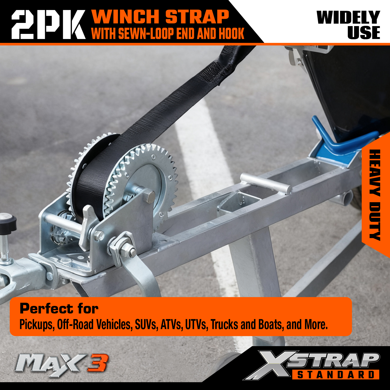 XSTRAP 2 pk 2" x 20' Boat Winch Strap with Hook
