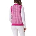 thumbnail image 3 of Suéter sin mangas de cuello redondo de mujer INSPIRE CHIC, con estampado de pata de gallo, tejido, talla L, color rosa fuerte, 3 of 5