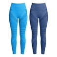 thumbnail image 4 of Mnuaqn 2 Pack Cellulite Leggings Womens High Waisted Lipedema Compression Legging Tummy Control Seamless Workout Yoga Pants Sky Blue,Size XXL, 4 of 4