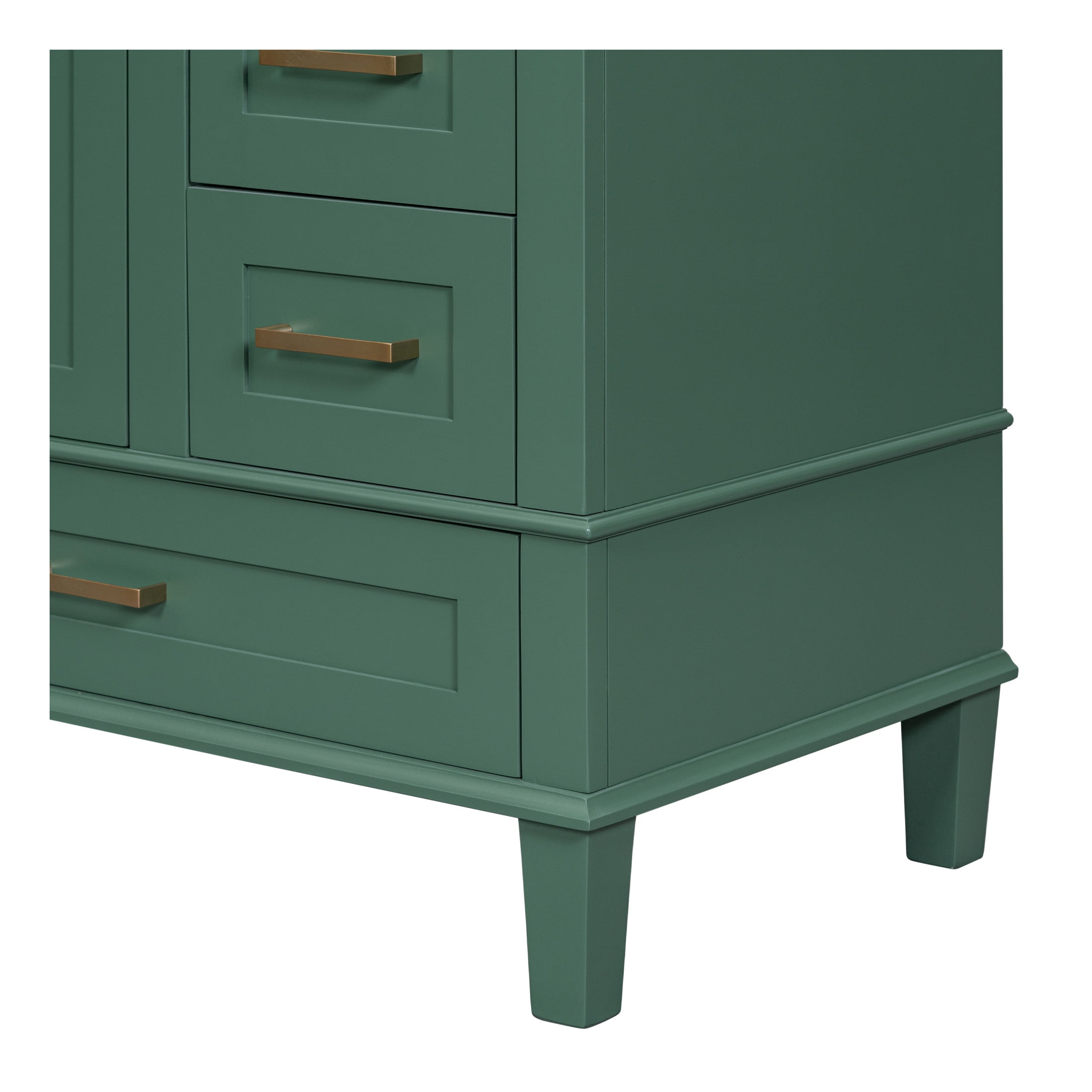 Nyveth Modern Bathroom Vanity with Ceramic Sink, Shelves, Drawers, Wood, Green