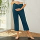 thumbnail image 2 of Pantalones de yoga premamá con cintura elástica - Color liso, bolsillos funcionales, lavables a mano/a máquina, ideales para el día a día/correr, tallas S-XXL, 2 of 8