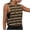 Brown, variant on Womens Sleeveless Workout Tops Striped Side Knot Slit Yoga Tank Top, Athletic Crew Neck Muscle Camisoles with Deep Armhole Quick Dry Summer Exercise Clothes for Women