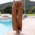 thumbnail image 2 of Kelon Womens Casual Pants with Pockets High Waist Adjustable Knot Loose Casual Trousers Business Work Casual Pants S-2XL, 2 of 9