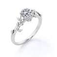 thumbnail image 4 of JeenMata Anillo de Compromiso con Diseño de Solitario con Hojas de Rama de Moissanita de Talla Brillante Redonda de 0,50 Quilates en Baño de Oro Blanco de 18 K sobre Plata, 4 of 7