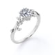 thumbnail image 4 of JeenMata Anillo de Compromiso con Diseño de Solitario con Hojas de Rama de Moissanita de Talla Brillante Redonda de 0,50 Quilates en Baño de Oro Blanco de 18 K sobre Plata, 4 of 7