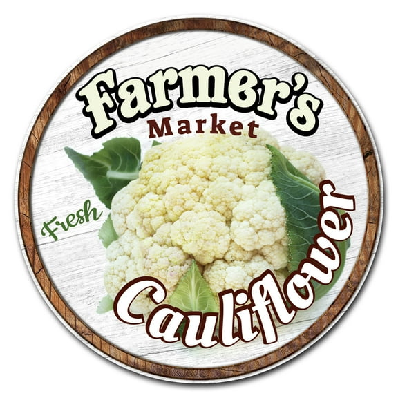 SignMission C-16-CIR-WS-Cauliflower 16 x 24 in. Corrugated Plastic Sign with Stakes Circular - Farmers Market Cauliflower
