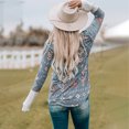 thumbnail image 4 of Jersey de manga larga con cuello en V, estampado elegante, cómodo, informal, suelto, para mujer, sudadera gris L, 4 of 6