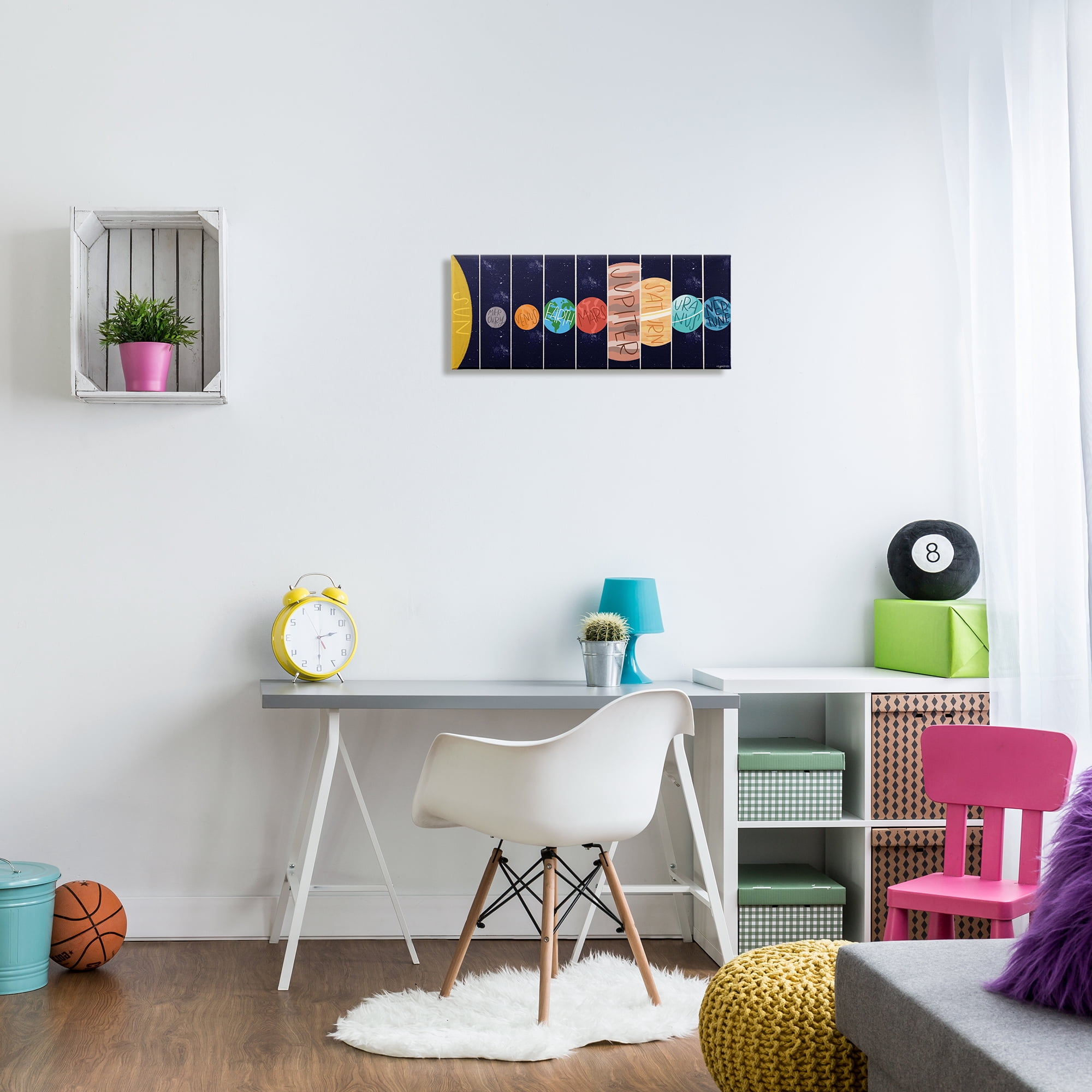 Stupell Industries Playful Milky Way Galaxy Planets Kid's Sun Orbit, 10 x 24, Designed by Kyra Brown
