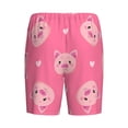 thumbnail image 4 of Rocae Cartoon Pigs and Hearts for Men's Soft Sleep Pajama Shorts, Waistband and Pockets, 4 of 9