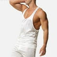 thumbnail image 5 of Men's Racerback Tank Top Moisture-Wicking Workout Gym Shirt Sleeveless Nylon Rayon Muscle Tee Base Undershirt (M, White), 5 of 5
