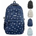 thumbnail image 6 of Star Print Backpack, Water Resistant Lightweight Bookbag for Teen, Multi Pocket Casual Daypack, Fashion Backpack for Middle High Travel - (Sky Blue), 6 of 8
