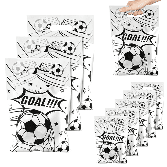 Dvjoy Soccer Goodie Bags Party Favors, Soccer Gift Bags, 50 Pcs Soccer Snack Bags for Team Goody Snacks Candy Treat Bag Football Party Decorations Birthday Theme Supplies Gifts for Kids Games