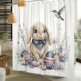 thumbnail image 4 of MIZHONA Spring Easter Shower Curtain Bunny Eggs with Floral Birds Fabric Bathroom Curtain 72x72 in, 4 of 4