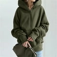 thumbnail image 2 of Baberdicy Zip up Hoodie Women, Women's Cute Hoodies Teen Girl Fall Jacket Oversized Sweatshirts Casual Clothes Zip up Hoodie with Pocket Essentials Hoodie Army Green, 2 of 7