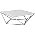 thumbnail image 1 of Meridian Furniture Collection Skyler Table Basse Moderne / Contemporaine avec Dessus en Marbre, Base en Acier Inoxydable et Finition Chrome Poli, 36 Pouces L x 36 Pouces P x 14.5 Pouces H, Chrome, 1 of 2