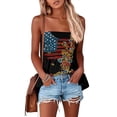 thumbnail image 4 of Flag and Floral Print Tube Tops Women 4th of July Strapless Bandeau Sleeveless Tank Tops American 250th Anniversary Pleated Flowy Off the Shoulder Tube Tops, 4 of 5