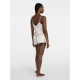 thumbnail image 4 of Joyspun Women’s Lace Trim Satin Cami and Shorts Set, Sizes S-3X, 4 of 6