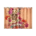 thumbnail image 3 of CADecor Sugar Skull Dia De Los Muertos Window Treatment Panel Curtains Window Curtain Kitchen Curtain,Two Piece 26x39 Inches, 3 of 4