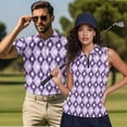 thumbnail image 2 of KUIFORTI Matching Golf Shirts for Couple Purple Argyle Quarter Zip Golf Tennis Tank Top Moisture Wicking Breathable Fabric Racerback Design Suitable for Tennis Enthusiasts, 2 of 6