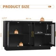 thumbnail image 2 of Homhougo Buffet Cabinet with Storage, 55.1" Large Sideboard Cabinet, Black Sideboard with 4 Fluted Glass Doors, Adjustable Shelf, Modern Coffee Bar Buffet Table for Living Room, Dining Room, 2 of 7