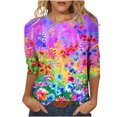 thumbnail image 2 of Hauts d'Été pour Femmes 2023 Mode pour Femmes T-shirt Ample Imprimé de Pâques Mi-Long Manches 3/4 Blouse Col Rond Hauts Décontractés Hauts à Manches 3/4 pour Femmes en Liquidation, 2 of 5