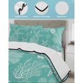 thumbnail image 3 of Twin XL Quilt Bedding Set, Teal Coastal Reversible Summer Quilt 3 Pieces, Starfish Coral Summer Beach Ocean Lightweight Bedspreads Coverlets with 2 Pillow Shams for All Seasons, 3 of 5