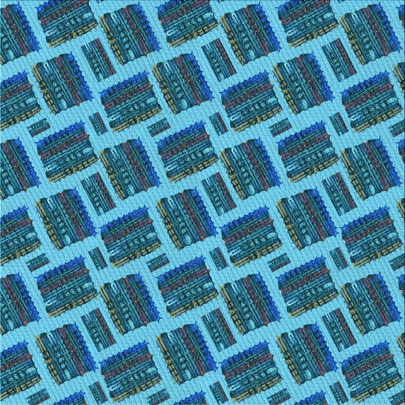 Ahgly Company Indoor Square Patterned Blue Jay Blue Area Rugs, 6' Square