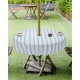 thumbnail image 4 of Ocean Blue Stripes Seamless Ticking Stripe Round Tablecloth with Zipper,Waterproof Table Cloth with Umbrella Hole Patio Tablecloths for Outdoor Tables,Farmhouse Pinstripe Spillproof Table Cover, 4 of 6
