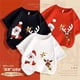 thumbnail image 2 of Ropa de mujer, Camiseta de algodón puro con renos navideños, camiseta informal holgada que combina con todo para todas las estaciones, Tops con estampado elegante para mujer, 2 of 4