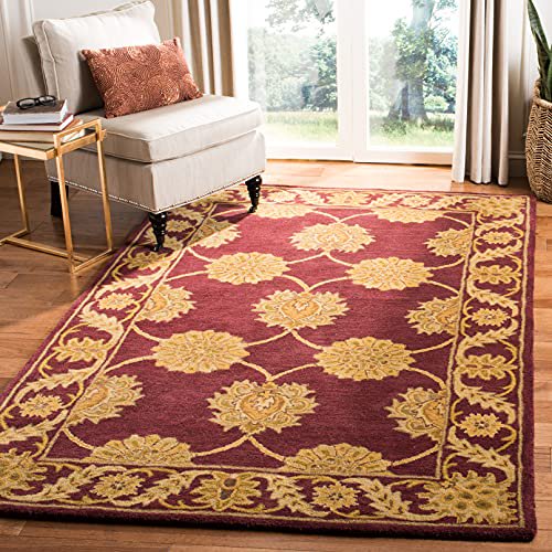 Safavieh Heritage Collection HG314B Handmade Traditional Oriental Premium Wool Area Rug, 5' x 8', Maroon