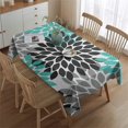 thumbnail image 2 of Black Turquoise and Gray Floral Pattern Rectangle Tablecloth 60"x84",Waterproof Polyester Rectangle Table Cloth, Wipeable Spillproof Polyester Tablecloth for Dining, Camping, Indoor and Outdoor, 2 of 5