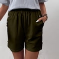 thumbnail image 2 of Kinrui Chino Shorts for Women 5" Inseam High Waisted Casual Summer Shorts Cotton Linen Dressy Bermuda Shorts with Pockets Army Green S, 2 of 8