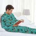 thumbnail image 6 of Naloa Hawaii Palms Men’s Pajamas Set - Long Sleeve Button Down Sleep Shirt and Pajama Bottoms Sleepwear Set-Large, 6 of 7