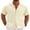 Beige, variant on COOFANDY Mens Casual Short Sleeve Button Down Shirts Cuban Linen Textured Shirt Summer Beach Wear