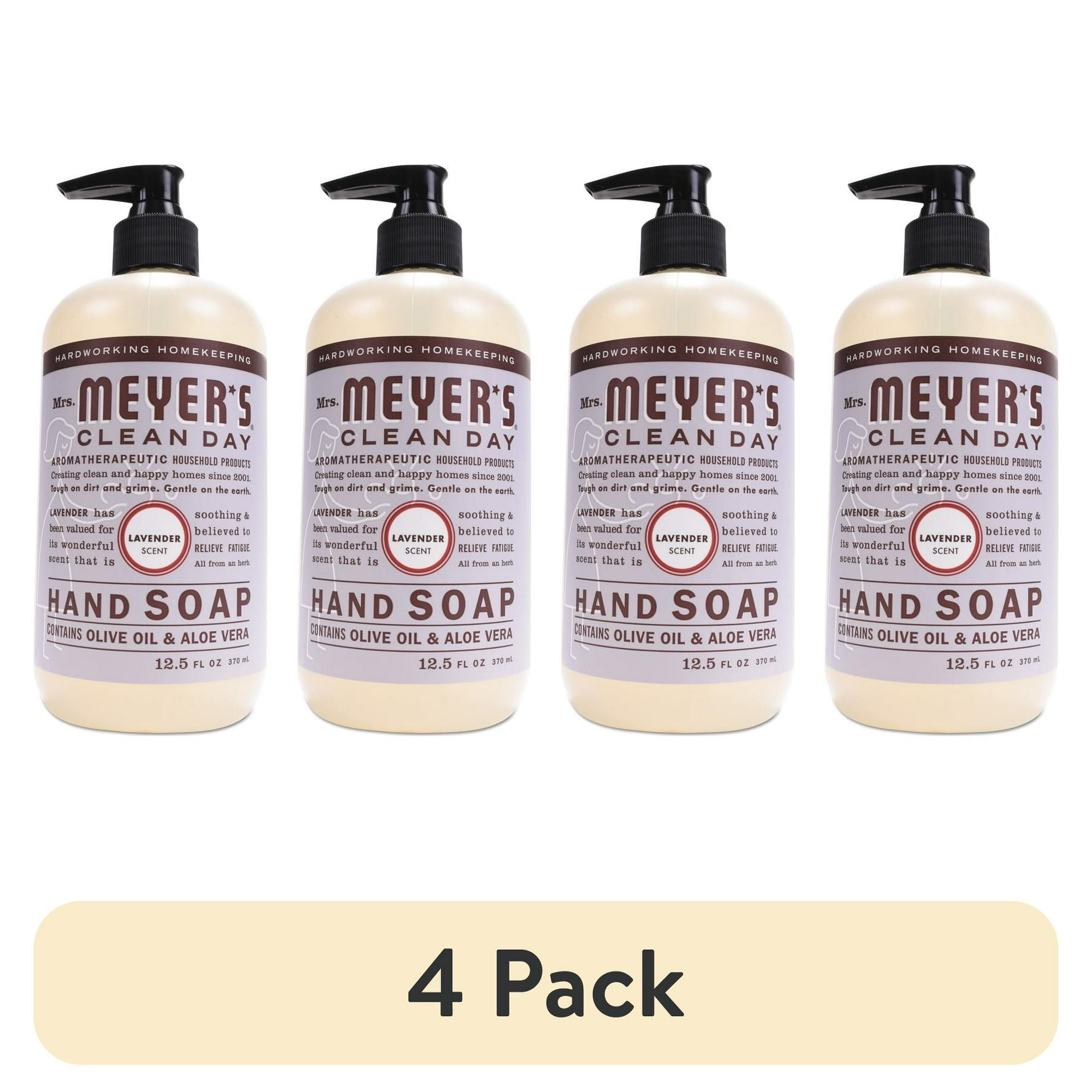 (4 pack) Mrs. Meyer’s Clean Day Hand Soap, Lavender Scent, 12.5 Fl Oz