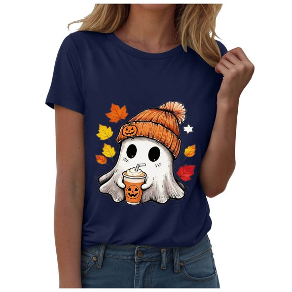 Ahadesign Fall Graphic Tees for Women Womens Oversized Tshirt Flower Graphic Tees Nashville Music Short Sleeve Shirts Summer Casual Loose Beach Tops (Navy,XL)