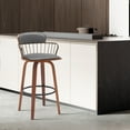 thumbnail image 6 of Willow 25.5" Swivel Walnut Wood Counter Stool in Gray Faux Leather with Golden Bronze Metal, 6 of 10