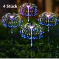 thumbnail image 1 of Paquete de 4 luces de hadas de fuegos artificiales solares de 120 LED, 8 modos de luz, luces de jardín de diente de león, coloridas, 1 of 6
