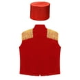 thumbnail image 4 of iiniim Girls Ringmaster Circus Waistcoat Honor Guard Vest Drum Band Outfits Fancy Dress with Hat Set Red 8, 4 of 7